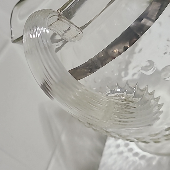 Vintage glass pitcher silver line around the body - Picture 3 of 8